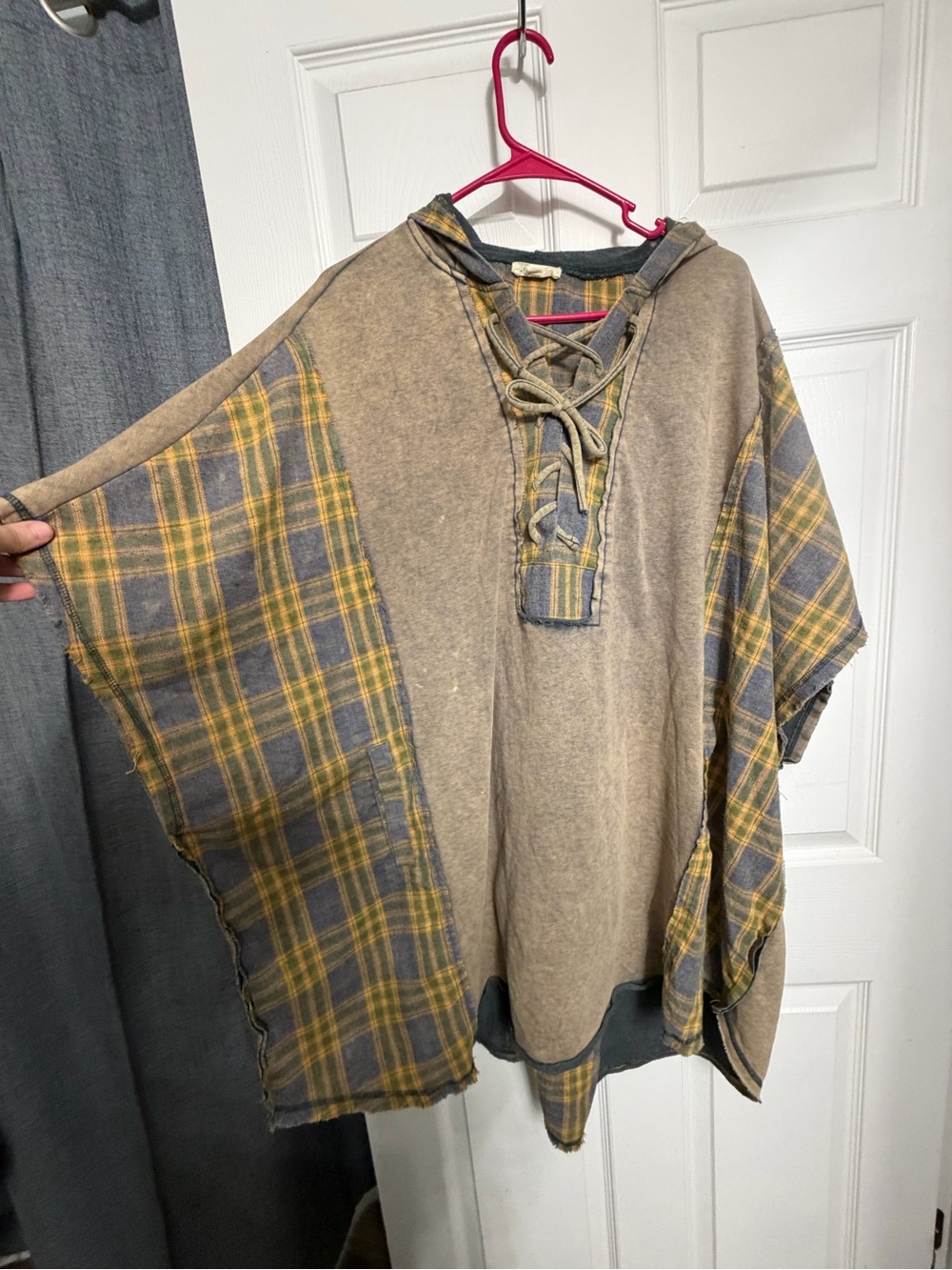 Oli and Hali flannel poncho